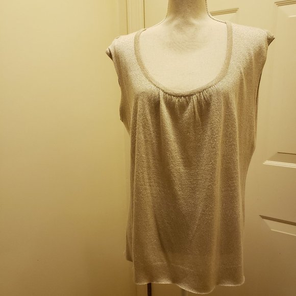 Chico’s Green Jacket /w Gold Shimmer & gold tank - Picture 7 of 8